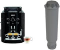 KRUPS ESSENTIAL NOIRE Machine ¨¤ caf¨¦ broyeur grain Cafeti¨¨re expresso 2 tasses Nettoyage automatique Buse vapeur Cappuccino YY8125FD et Cartouche
