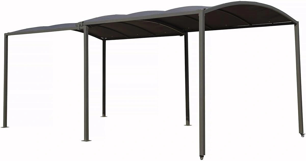 Carport en m¨¦tal Extensible Mathis - 303/566 x 295 x 240 cm - Gris, 217 cm, 258 cm