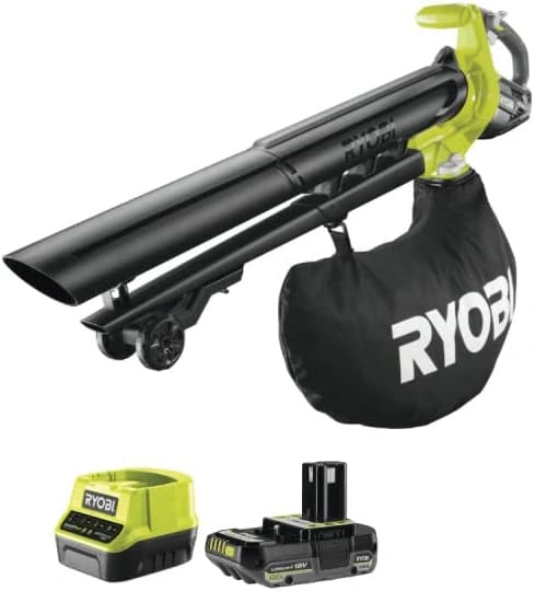 Pack RYOBI Souffleur Aspiro-Broyeur OBV18-18 V One+ Brushless - 1 Batterie 2.0 Ah - 1 Chargeur Rapide