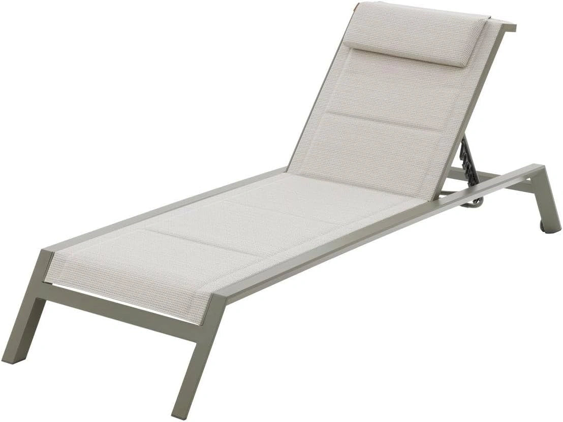 HESPERIDE - Transat Inclinable Allure Vert - 2 Roues 5 Positions Anti-Rouille Texaline Matelass¨¦e Empilable Mobilier D¨¦tente pour Jardin, Terrasse