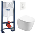 WC Suspendu Pack Complet Accessoires - Pack WC Grohe Bati autoportant, Plaque blanc alpin, WC sans bride SAT Infinitio, Abattant softclose, M¨¦canisme