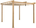 Angel Living 3 x 3 m Pergola en Aluminium, terrasse Beige, Coulissant r¨¦tractable, Tissu en Polyester de Haute densit¨¦, abri de Jardin pour Jardin