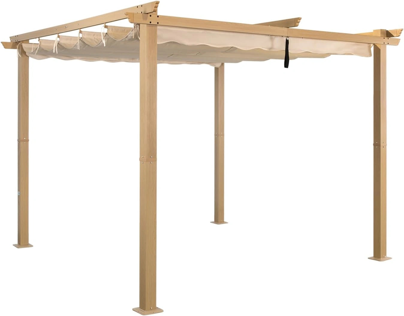 Angel Living 3 x 3 m Pergola en Aluminium, terrasse Beige, Coulissant r¨¦tractable, Tissu en Polyester de Haute densit¨¦, abri de Jardin pour Jardin