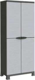 Armoire de rangement en plastique - 68 x 39 x 171,5 cm - Gris - Avec 6 ¨¦tag¨¨res - Verrouillable - Multifonction - Pour balcon, jardin