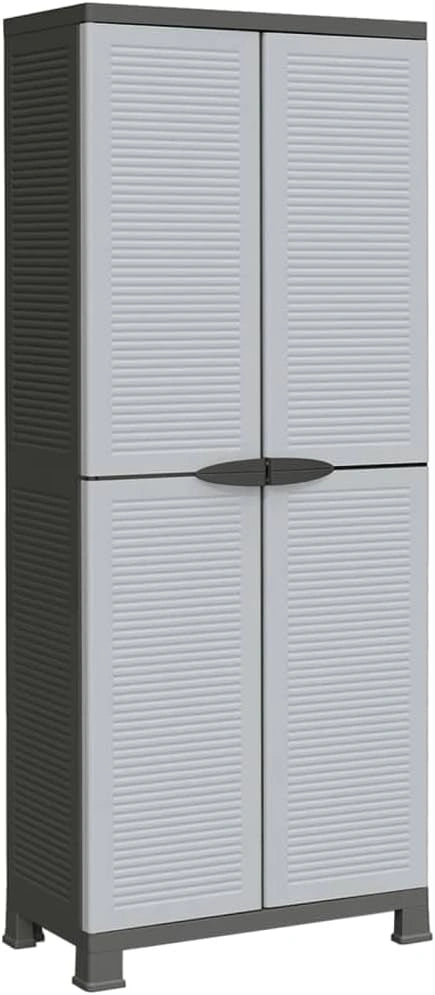 Armoire de rangement en plastique - 68 x 39 x 171,5 cm - Gris - Avec 6 ¨¦tag¨¨res - Verrouillable - Multifonction - Pour balcon, jardin
