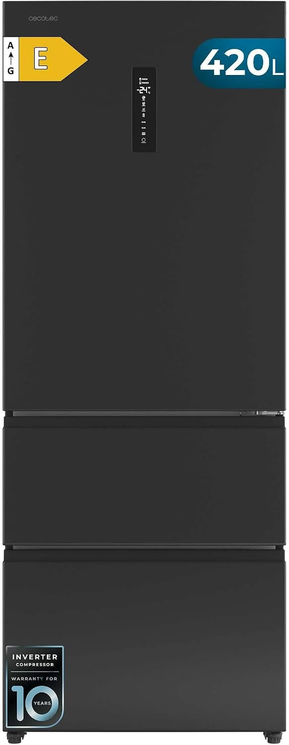 Cecotec R¨¦frig¨¦rateur Porte Fran?aise Total No Frost Bolero CoolMarket FD 420 Dark E, Extra Capacit¨¦ Max 420 L, Hauteur 186 cm et 70 cm Largeur