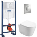 WC Suspendu Pack Complet Accessoires - Pack WC Grohe Bati autoportant, WC SAT Infinitio sans bride, Plaque chrome, Abattant WC, Cuvette Toilette