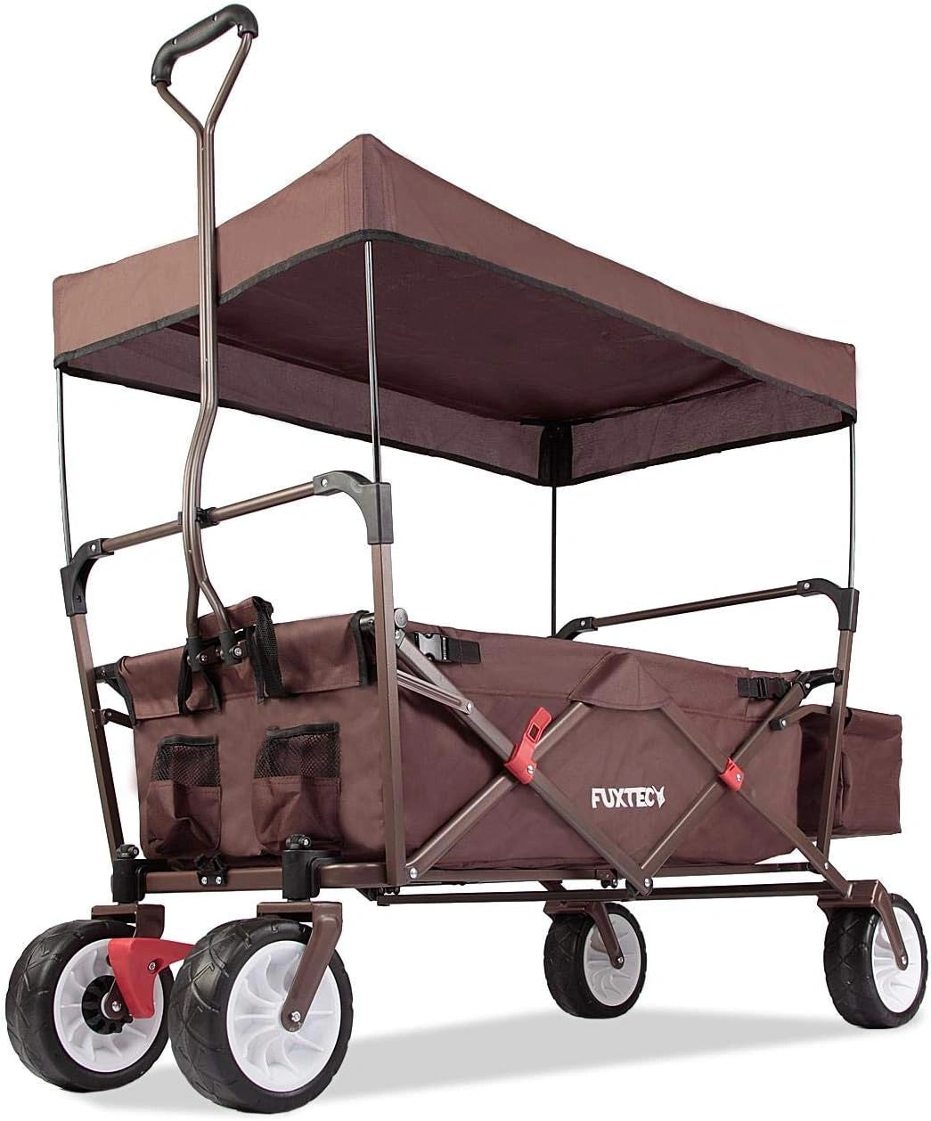 Fuxtec Chariot Wild Cruiser Marron, Capacit¨¦ De Charge 75 kg, L'Original, Collection Family Fux, ¨¤ Tirer ou ¨¤ Pousser, Transport, Plage, Ville, For¨ºt