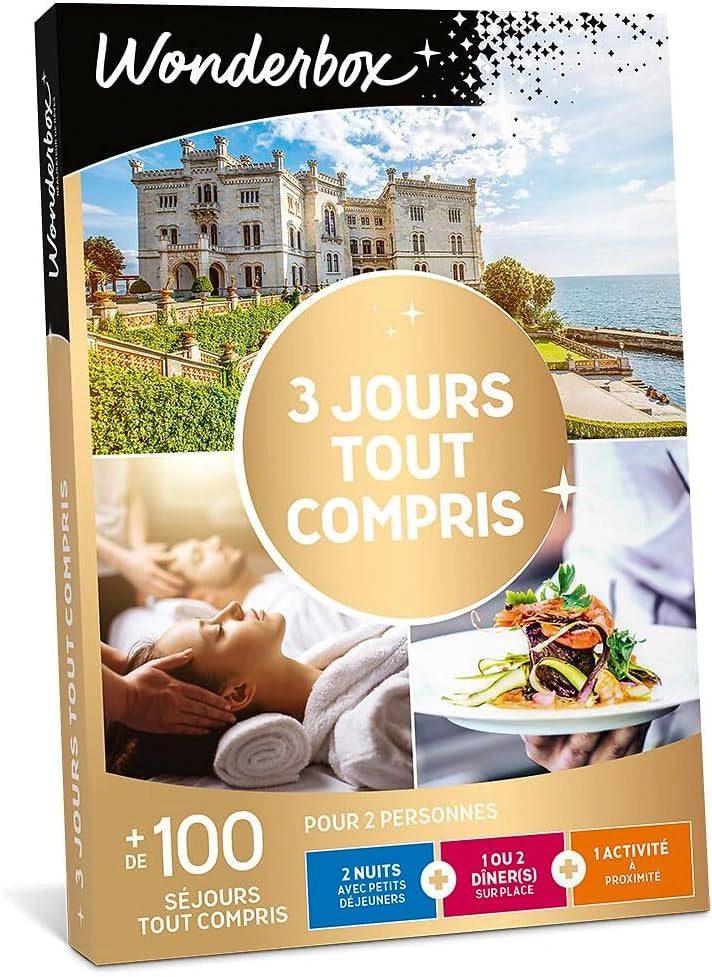 Wonderbox - 3 Jours Tout Compris - Coffret - Id¨¦e S¨¦jours, 2 nuits avec d?ner, petits d¨¦jeuners et activit¨¦ - Plus de 100 s¨¦jours - H?tel 3* et 4*