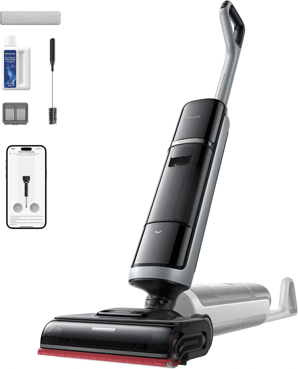 DREAME H15 Pro Heat Aspirateur Laveur, Nettoyage des sols ¨¤ 85¡ãC, 22 000Pa, 0 n?uds, lavage brosse ¨¤ 100¡ãC, s¨¦chage en 5 min ¨¤ 90¡ãC
