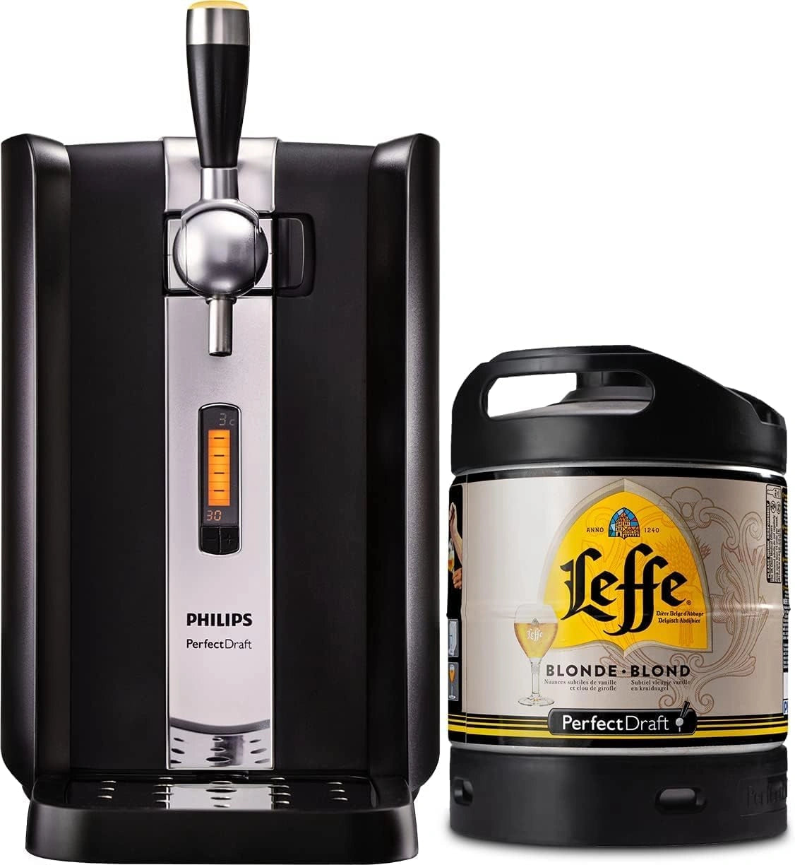 PerfectDraft, Pack Tireuse ¨¤ Bi¨¨re + 1 F?t Leffe Blonde 6 L, Refroidissement ¨¤ 3¡ãC, 30 Jours Fra?cheur, Machine Pression ¨¤ Domicile