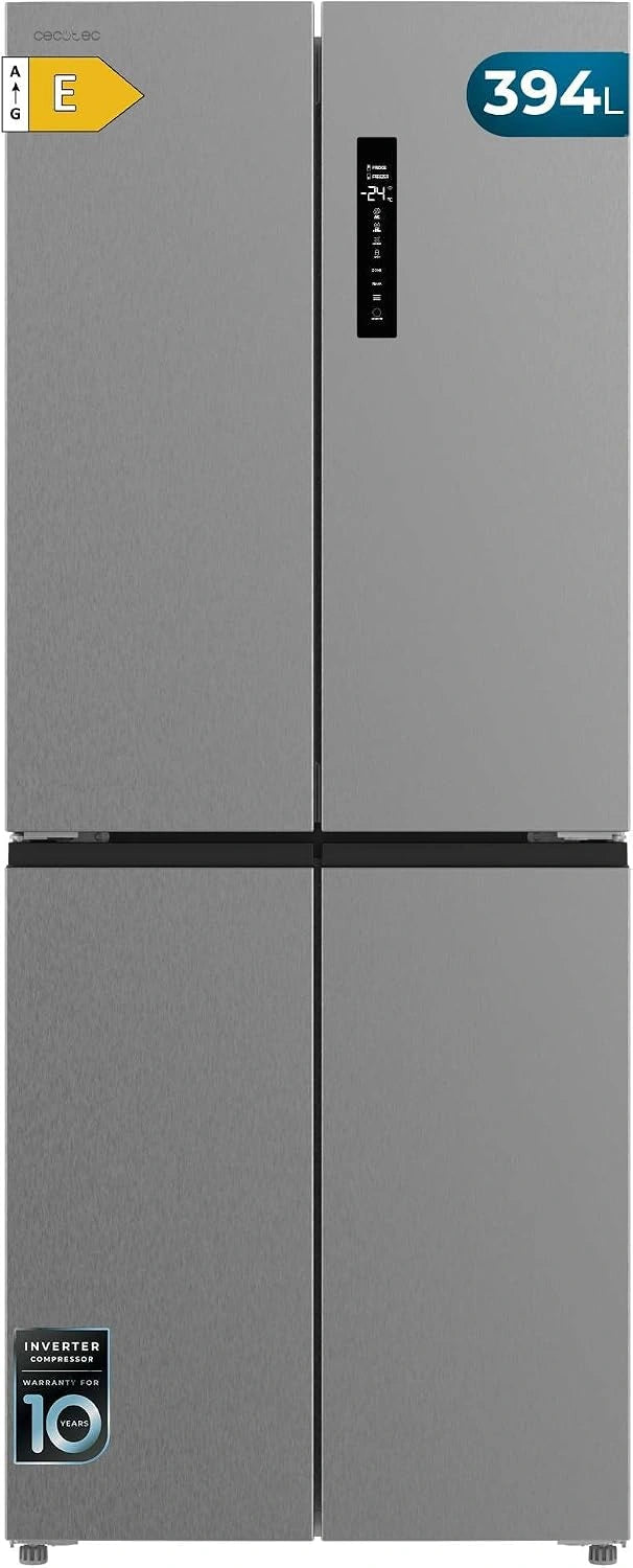 Cecotec R¨¦frig¨¦rateur 4 Portes Total No Frost Bolero CoolMarket 4D 394 Inox E, 394 Litres, Hauteur 170 cm et 70 cm Largeur, Compresseur Inverter