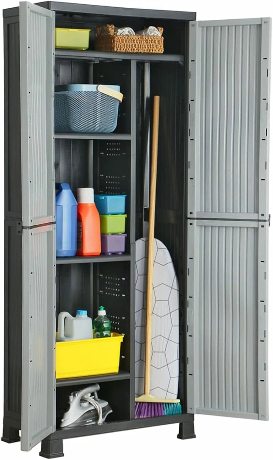 Festnight Armoire de Rangement en Plastique pour Balcon et Jardin - Ext¨¦rieur - 68 x 39 x 171.5 cm - 6x