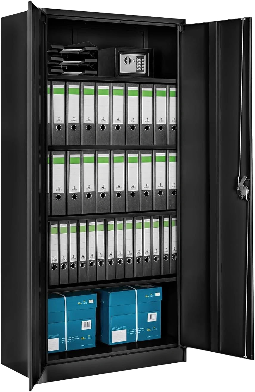 tectake Armoire de Bureau m¨¦tallique 90 x 40 x 180 cm avec Serrure avec 5 Compartiments pour Classeur Rangement Documents Industriel Meuble 2