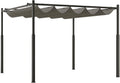 Outsunny Pergola Coulissante R¨¦tractable 3x3 m Fixation Magn¨¦tique Gris, Polyester Haute Densit¨¦ 180g/m2, Abri Soleil UPF30, Tonnelle de Jardin, Patio