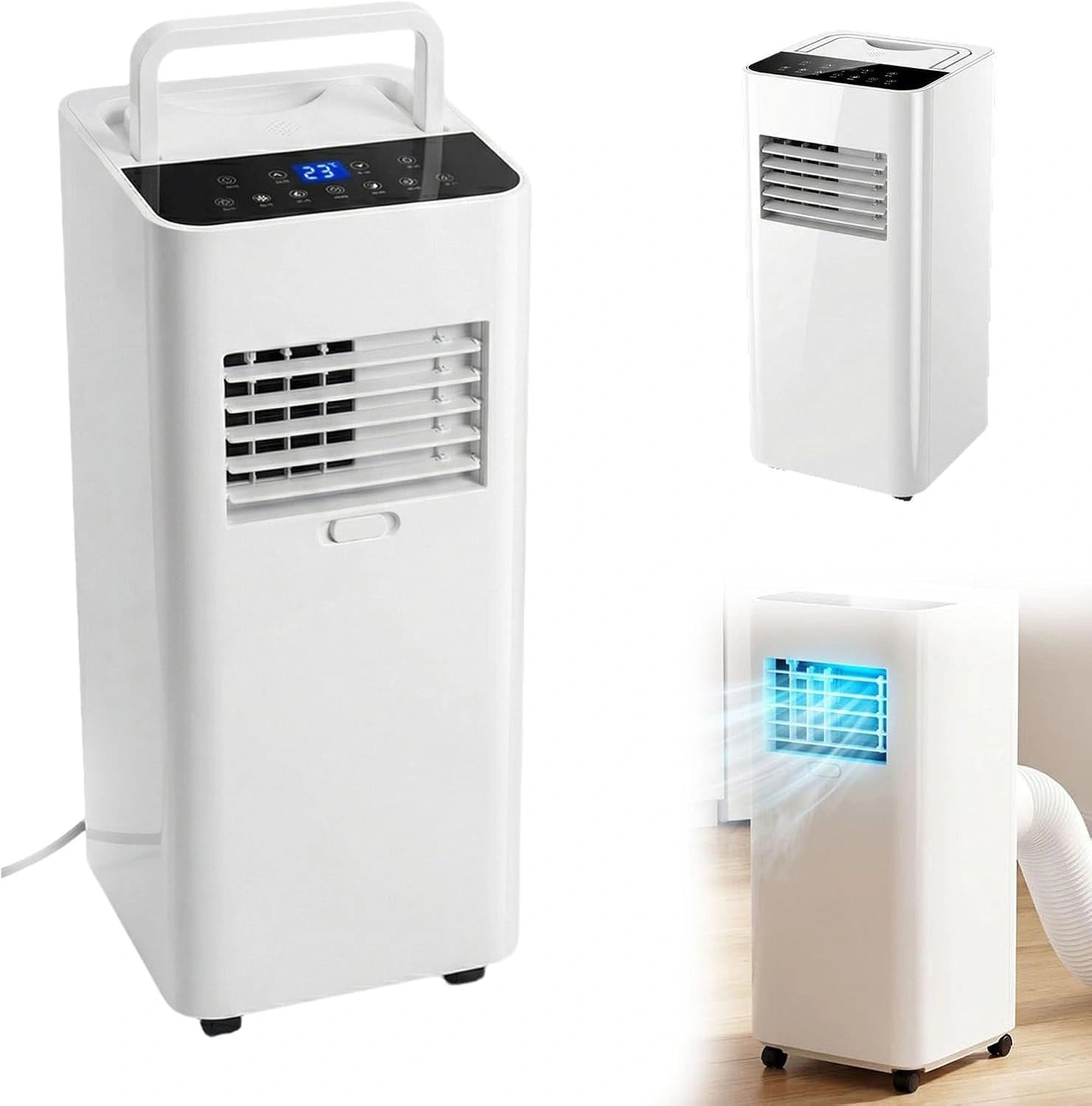 Climatiseur Portable 3 en 1 Refroidissement, 2 Vitesses, Minuterie 12h, Silencieux Climatiseur 7000 BTU, D¨¦shumidification, Contr?le via T¨¦l¨¦commande