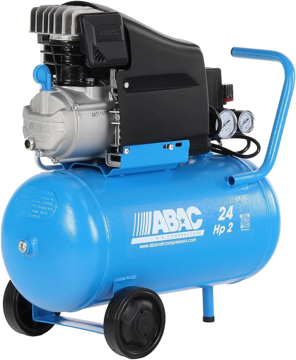 ABAC Pole Position L20 Compresseur d'Air, Compresseur d'Air 24 Litres, Pression Max. 10 Bar, Puissance 2 CV, Double Manom¨¨tre, Injection d'Huile