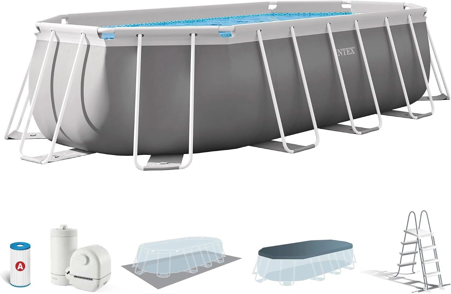 Intex kit Piscine Prism Frame Ovale Tubulaire (l) 5,03 x (l) 2,74 x (h) 1,22 m