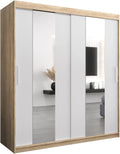 ABIKSMEBLE Pole 180 Armoire ¨¤ Deux Portes Coulissantes pour Chambre ¨¤ Coucher - Moderne Armoire de Rangement avec Miroir