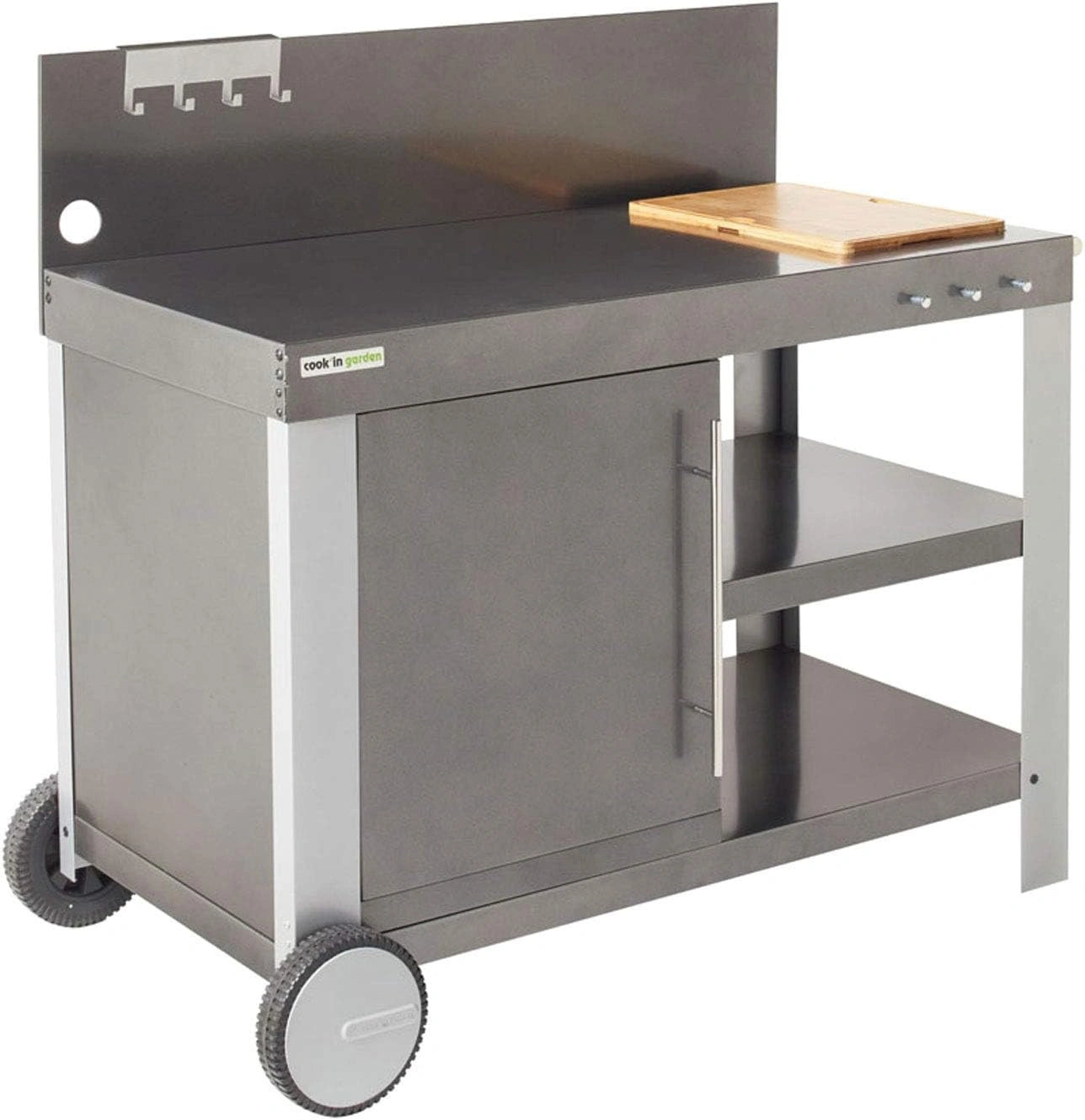 Cook'in Garden - Desserte Nova 110 Premium, Noir/Gris, Grand Chariot de Jardin avec Plan de Travail, Meuble sur roulettes Facile ¨¤ D¨¦placer