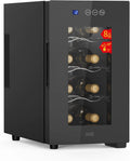 WIE Cave ¨¤ Vin 8 Bouteilles 23 L R¨¦frig¨¦rateur ¨¤ Vin 5¡ãC-18¡ãC Refroidissement par Compresseur Verre Porte Panneau Tactile LED Int¨¦rieur Frigo Vin