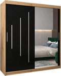 ABIKSMEBLE York 2 180 Armoire ¨¤ Deux Portes Coulissantes pour Chambre ¨¤ Coucher - Moderne Armoire de Rangement avec Miroir