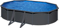 Gre KIT610GY Louko - Piscine Hors-Sol en Acier, Piscine Ovale avec Structure en Acier Gris Anthracite. Piscines Hors-Sol pour Jardin, 610x375x120 cm