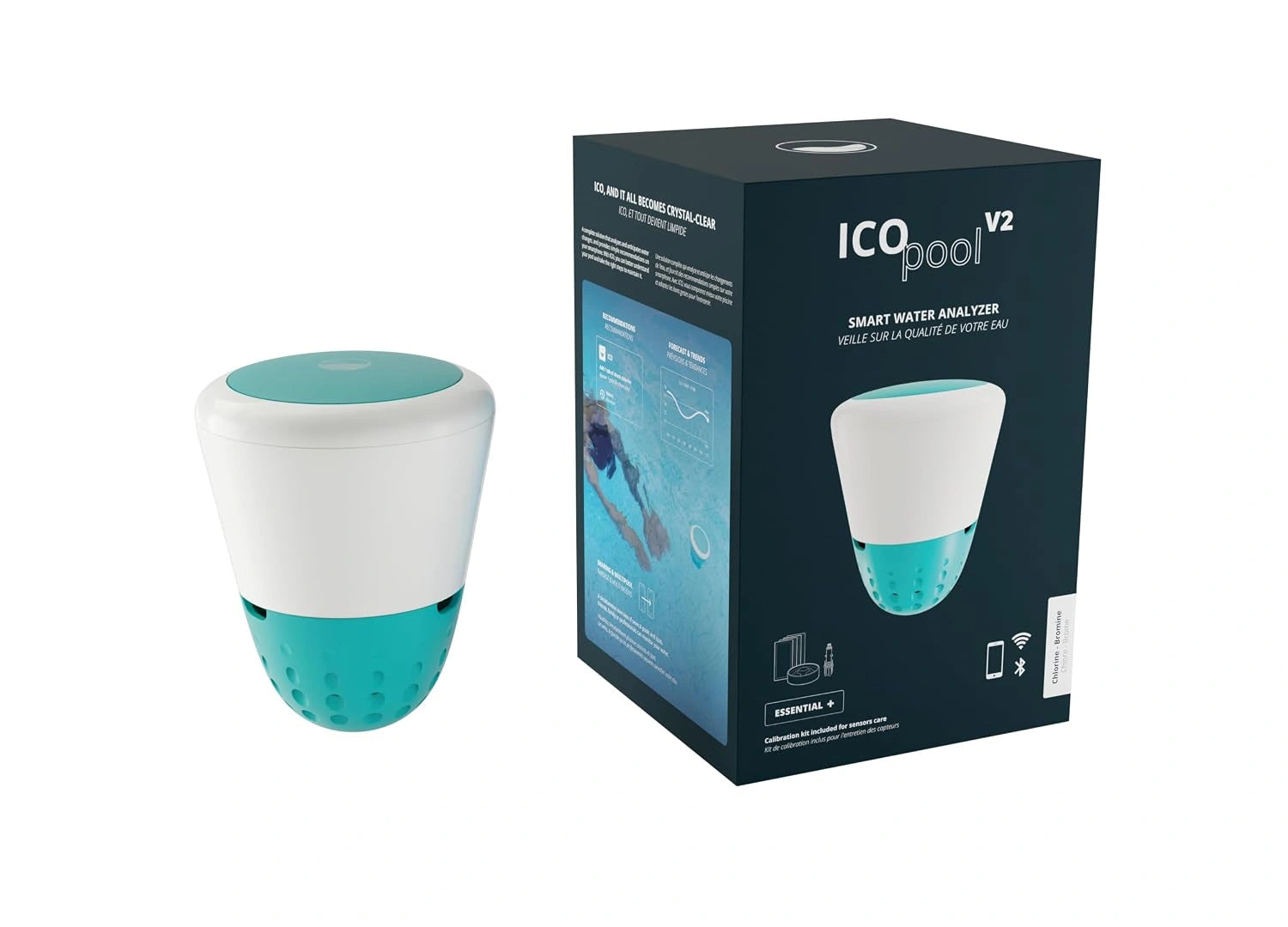 Ondilo ICO Pool V2 Essential+ Chlore Brome - Analyseur d'eau connect¨¦, Mesures toutes les heures pH, ORP