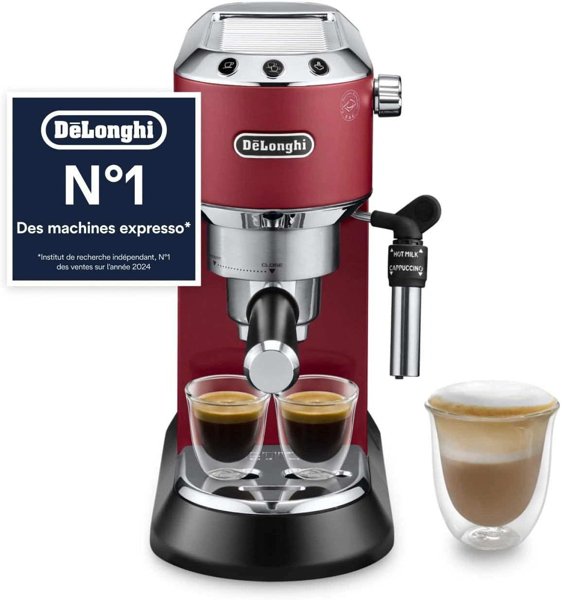 De'Longhi Dedica Style - Machine ¨¤ Espresso Manuelle Mousseur ¨¤ Lait Manuel, Largeur 15 cm, EC685.R, Machine ¨¤ Caf¨¦ Compacte, Expresso et Cappuccino