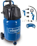 Scheppach Compresseur d'Air HC35 V, 1500 W, 10 Bar, Cuve 30 L, 180 L/min, Manom¨¨tre et R¨¦gulateur de Pression avec 13 Accessoires, Tuyau spiral¨¦ 10 m
