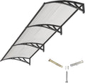 Auvent pour Porte d'entr¨¦e 300x100 cm, Toit Marquise Abri en Polycarbonate Protection Contre Pluie, UV et la Neige Support Robuste en ABS Durable