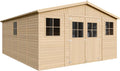 Abri de Jardin en Bois Naturel - Stockage ext¨¦rieur avec fen¨ºtres- H246x418x522 cm/20 m2-Hangar en Bois Naturel - Atelier Rangement Outils
