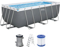 Bestway Steel Pro Max Kit Piscine Hors Sol - 412 cm x 201 cm x 122 cm - Gris fonc¨¦, pompe, 124 L, 006 L