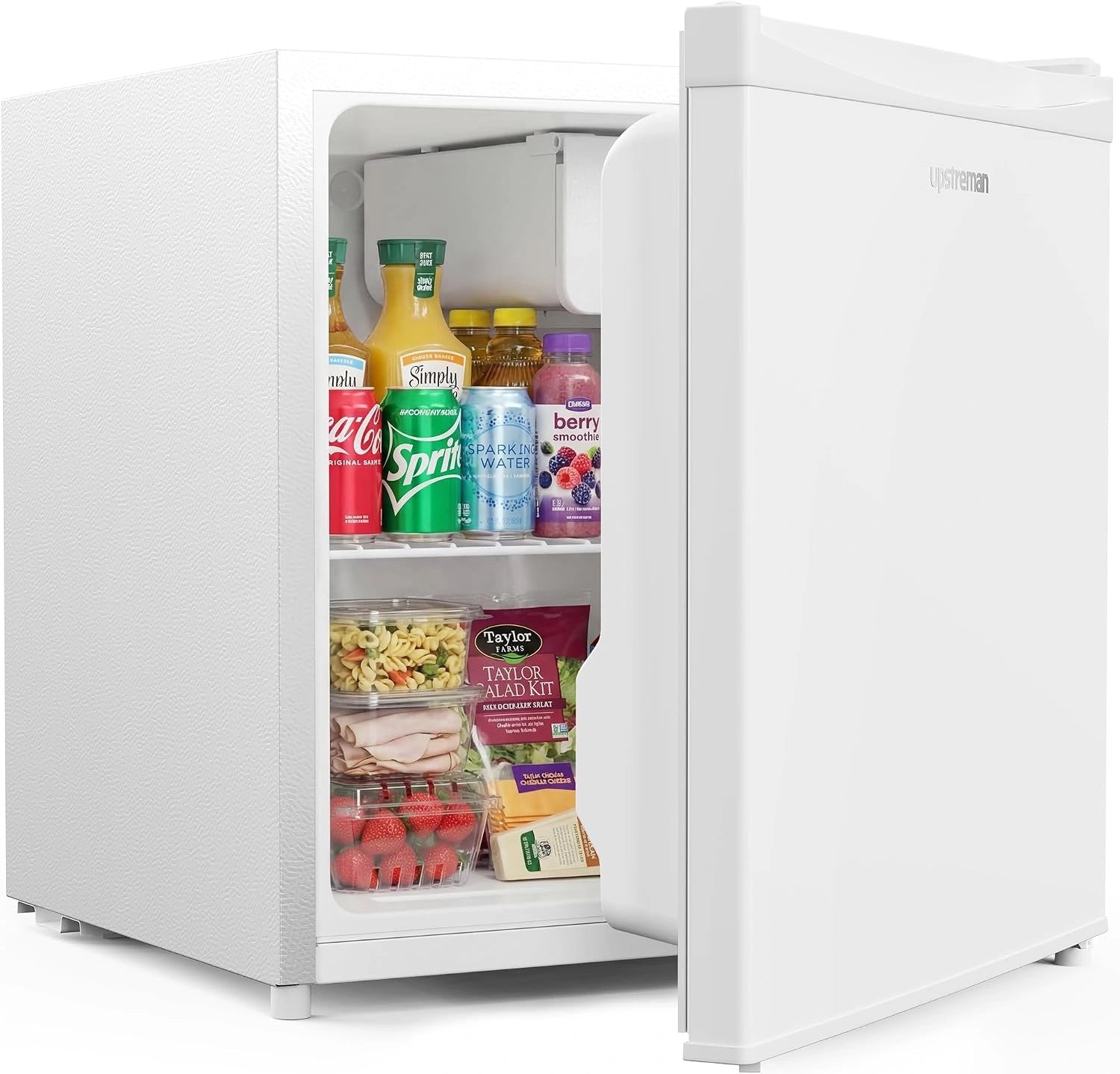 Upstreman Mini R¨¦frig¨¦rateur 46 L, Blanc-FR17, Mini Frigo avec Cong¨¦lateur, Thermostat R¨¦glable, ¨¦conomie d'¨¦nergie, Porte R¨¦versible, pour Chambre