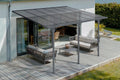 CAZEBOO Carport Pergola Adoss¨¦e Aluminium KLEO 374x300 cm 3,7x3 m 12 m2 Gris Anthracite Design Moderne Protection Terrasse V¨¦hicule Anti-UV