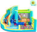 Chateau Gonflable Parc Aquatique pour Enfants avec Toboggan Trampoline Pataugeoire Mur d'escalade et Panier de Basket Grand Chateau Gonflable