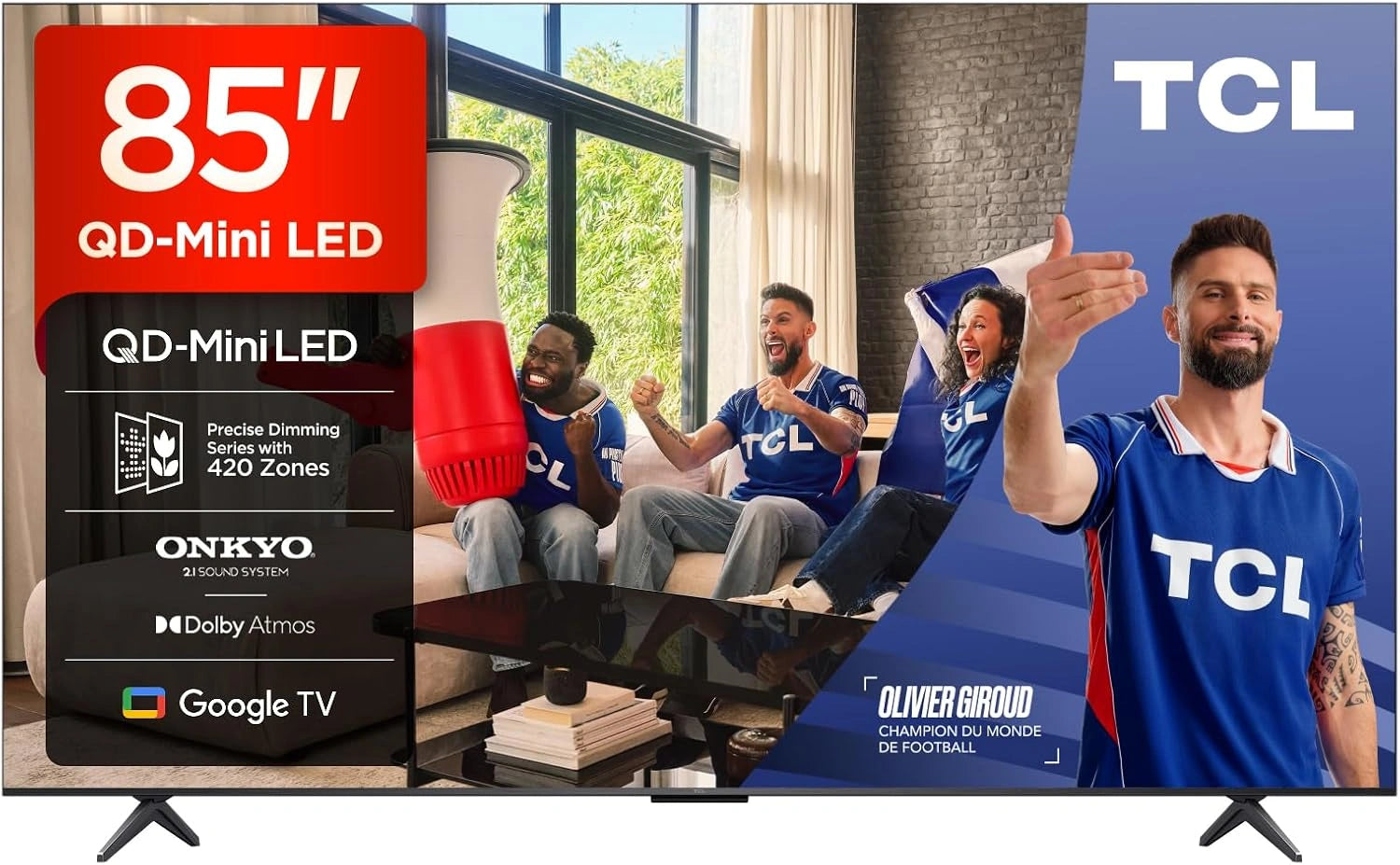 TCL 85Q6C QD-Mini LED TV, 4K HDR Premium 1000nits, syst¨¨me Audio Onkyo 2.1, Motion Clarity Pro 144Hz, Panneau HVA Mat, Game Master)