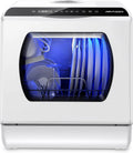 AIRMSEN Mini Lave-Vaisselle de Comptoir, Blanc, 5+1 Programmes, R¨¦servoir d'Eau de 5 L, Contr?le Tactile et ¨¦cran LED, Appartements et Dortoirs