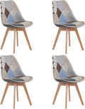 Lot de 4 Chaises de Salle ¨¤ Manger en Patchwork Modernes avec Assise Rembourr¨¦e et Pieds en Bois Id¨¦al pour Salle ¨¤ Manger, Gris Clair, etc., Salon