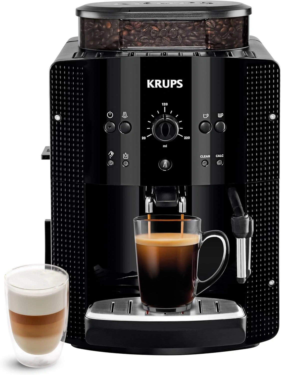KRUPS - Machine ¨¤ caf¨¦ grain Automatique Essential Compacte Noire - 15 bars, 36,5 cm, 1,7 L