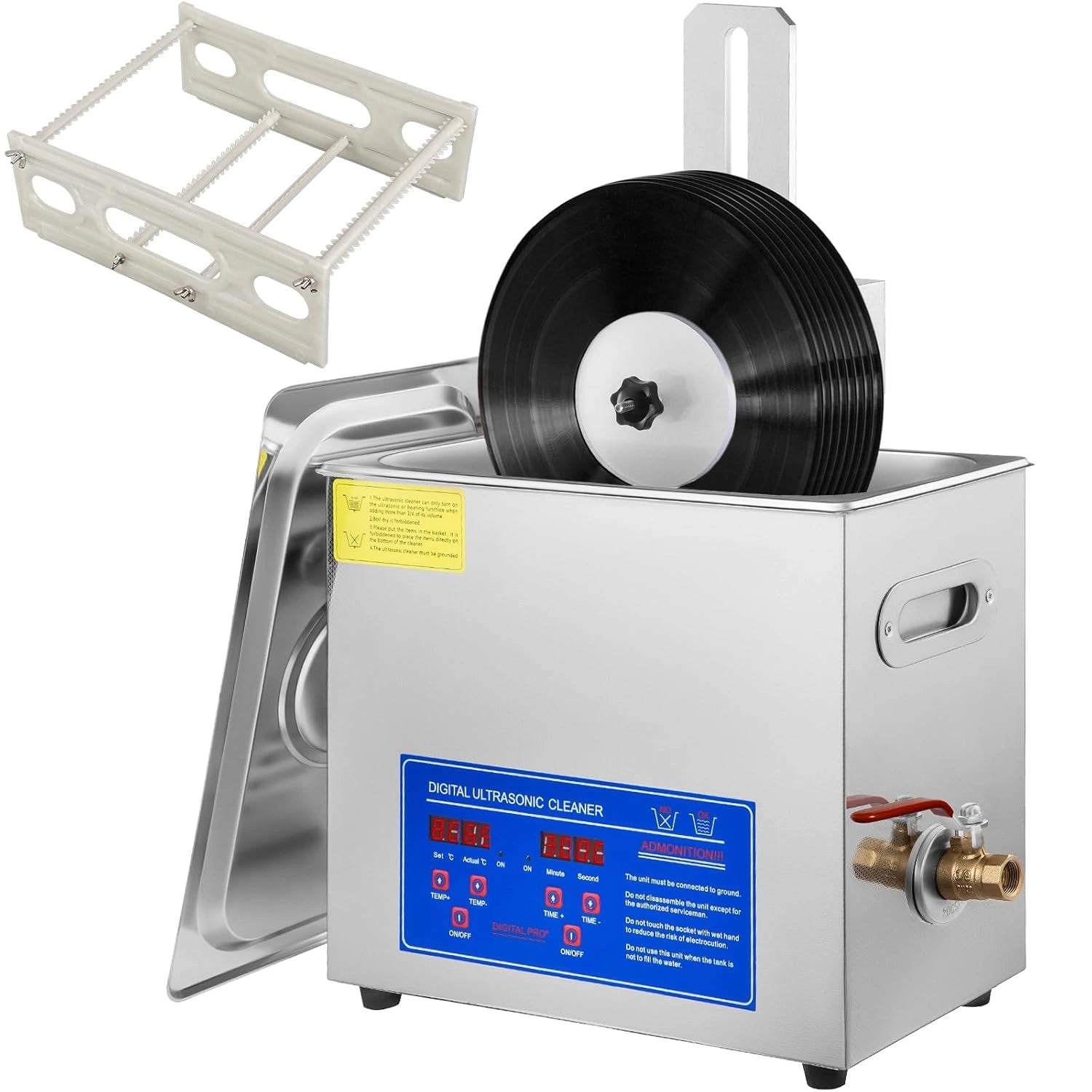 VEVOR Nettoyeur ¨¤ Ultrasons pour Disque Vinyle 6 L, Nettoyeur Ultrasonique Professionnel Capacit¨¦ 8 Disques de 178 ¨¤ 305 mm, Machine ¨¤ Ultrasons 180 W