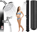 Douche Solaire de Jardin 60 L, Colonne de Douche Ext¨¦rieure avec Housse Anti-Poussi¨¨re, R¨¦servoir Chauffage Solaire, Pommeau Rotatif, Rince-Pieds