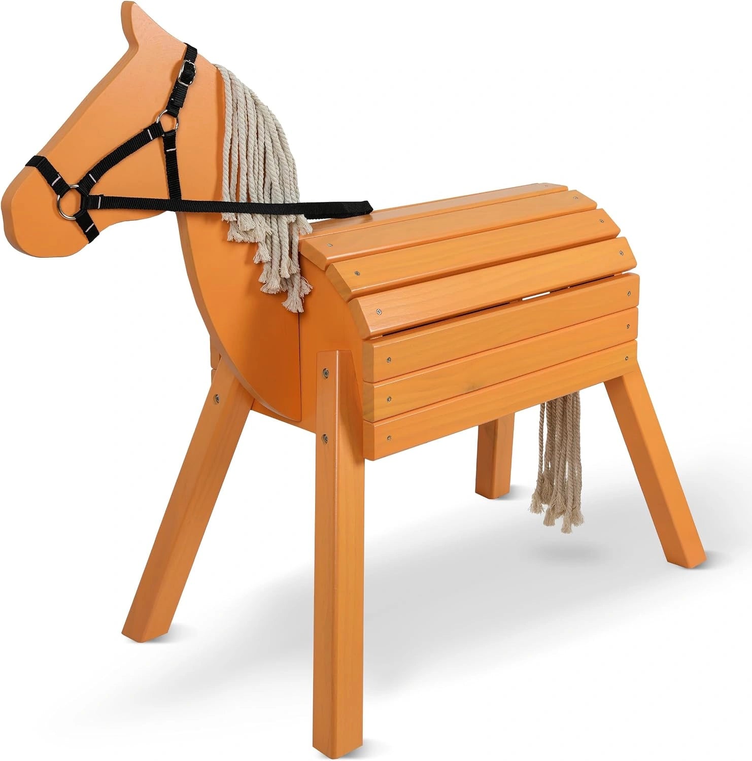Pink Papaya Cheval en Bois pour l'ext¨¦rieur, avec Crini¨¨re et Queue, Cheval d'¨¦quitation XXL pour Enfants, pour le Jardin et l'Activit¨¦ Physique