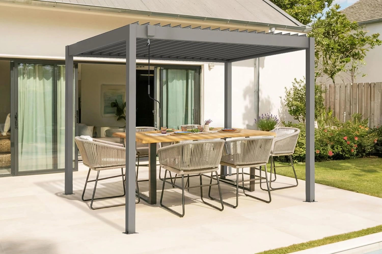 CAZEBOO Pergola Bioclimatique 3x2 m Autoport¨¦e Piana, Aluminium Taupe Lames Orientables Acier, Tonnelle de Jardin Abri Terrasse