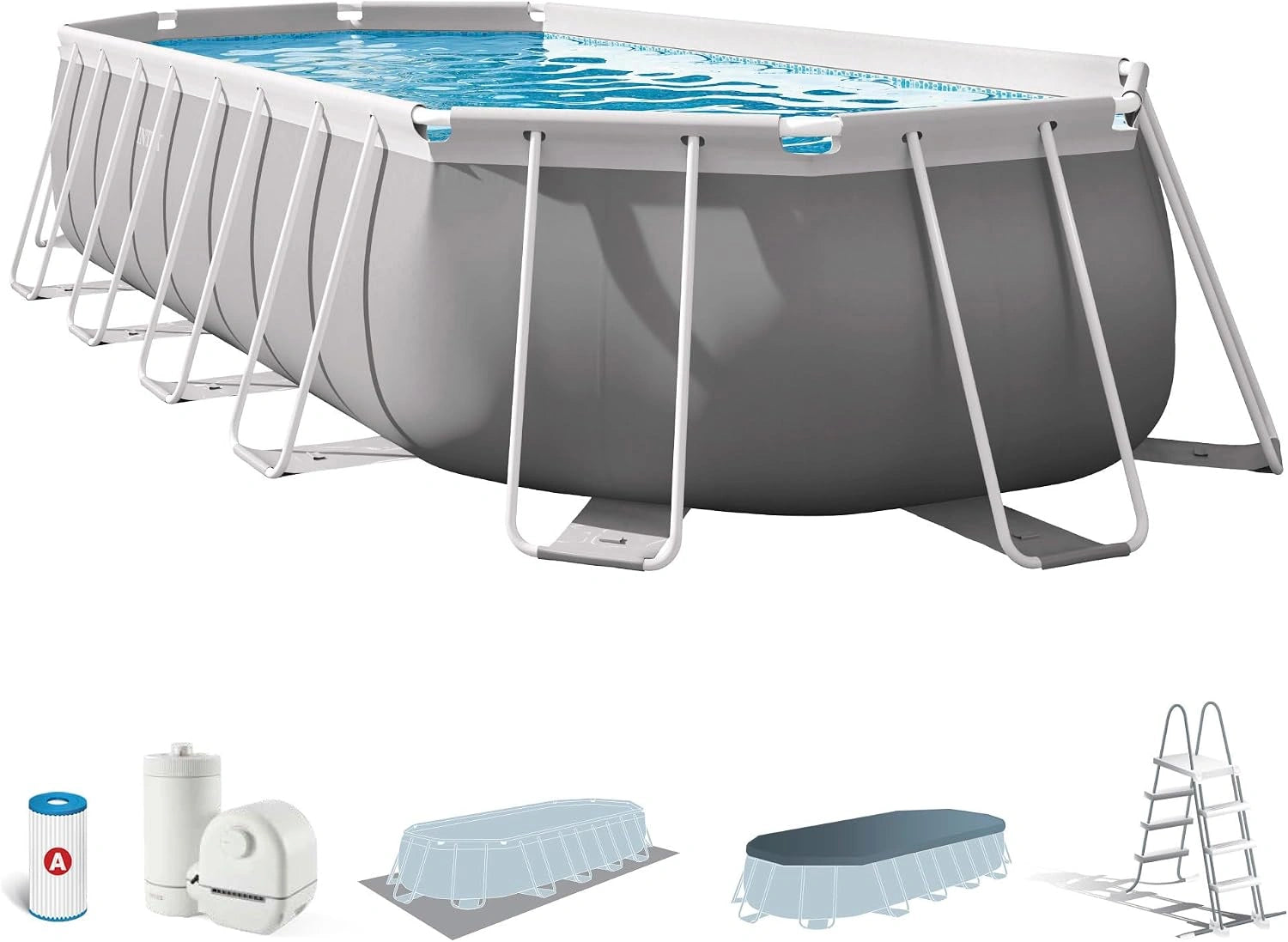 Intex kit Piscine Prism Frame Ovale Tubulaire (l) 6,10 x (l) 3,05 x (h) 1,22 m
