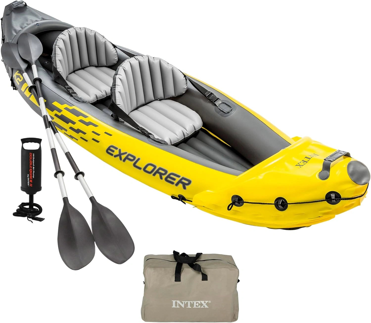 Intex Set Kayak Explorer k2-2 pers ( rames et gonfleur), pompe