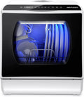 AIRMSEN Mini Lave-Vaisselle de Comptoir, Blanc et noir, 5+1 Programmes, R¨¦servoir d'Eau de 5 L, Contr?le Tactile et ¨¦cran LED