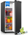 FOHERE Mini R¨¦frig¨¦rateur 90 L, Noir, Contr?le de la Temp¨¦rature, Petit Frigo de Chambre/Dortoir/Bureau, Pose libre sous le comptoir, Silencieux