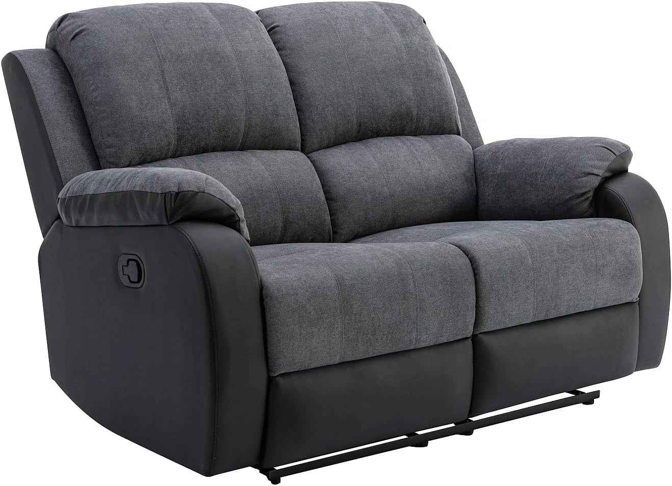 Vente-unique - Canap¨¦ 2 Places Relax en Microfibre et Simili Gris et Noir Brody, 148 cm, 99 cm, 98 cm