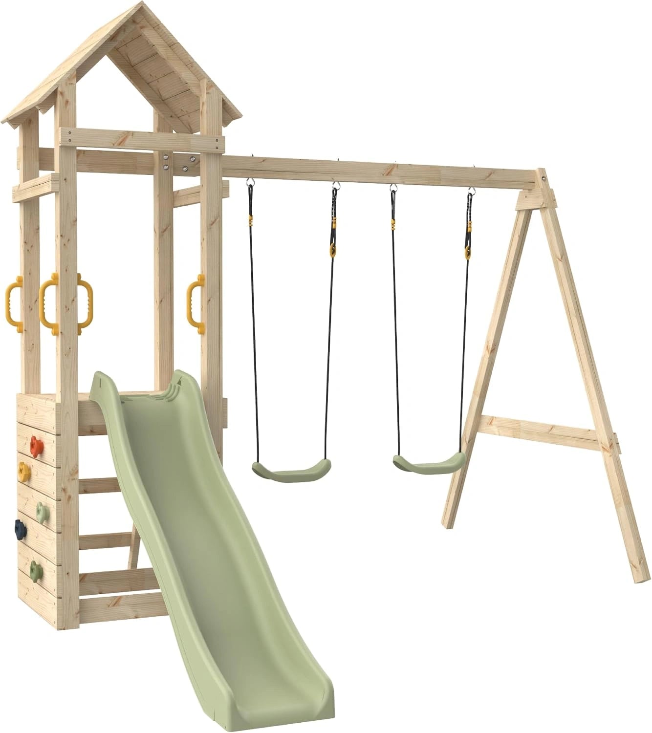 TP Toys Aire de Jeux 2 Balan?oires, H240 Cm, Toboggan et Mur d'escalade, 190 cm, 87 cm, 175 cm